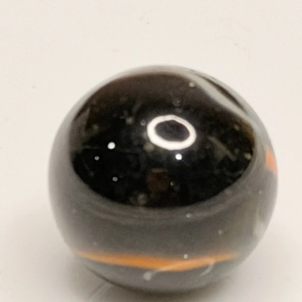 Vintage Vitro Agate Black Base Orange Ribbon Patch Marble 5/8